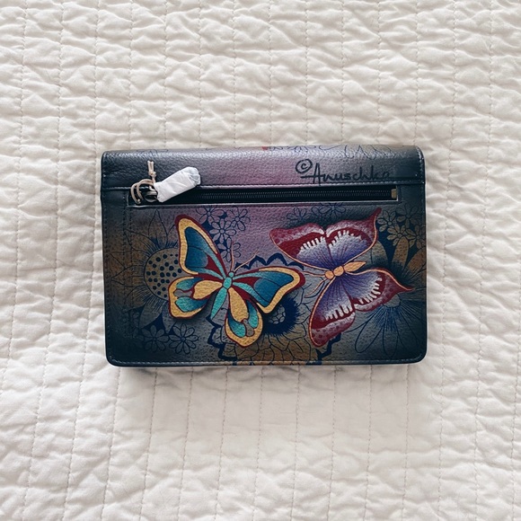 Hand Painted Leather Butterfly Clutch - Picture 2 of 4